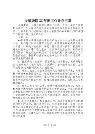 乡镇残联XX年度工作计划三篇