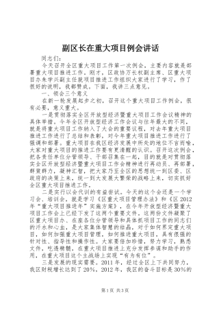 副区长在重大项目例会讲话