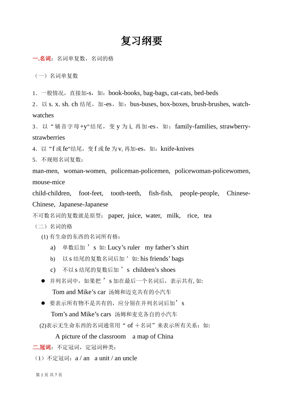 苏教版小学六年级英语毕业复习资料_第1页