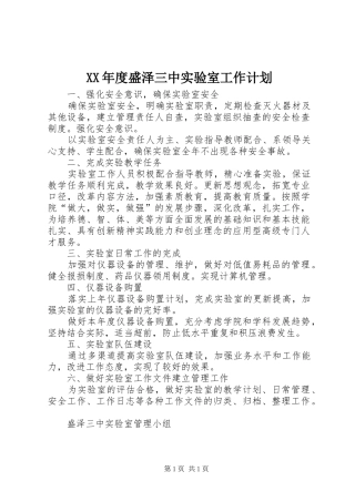 XX年度盛泽三中实验室工作计划