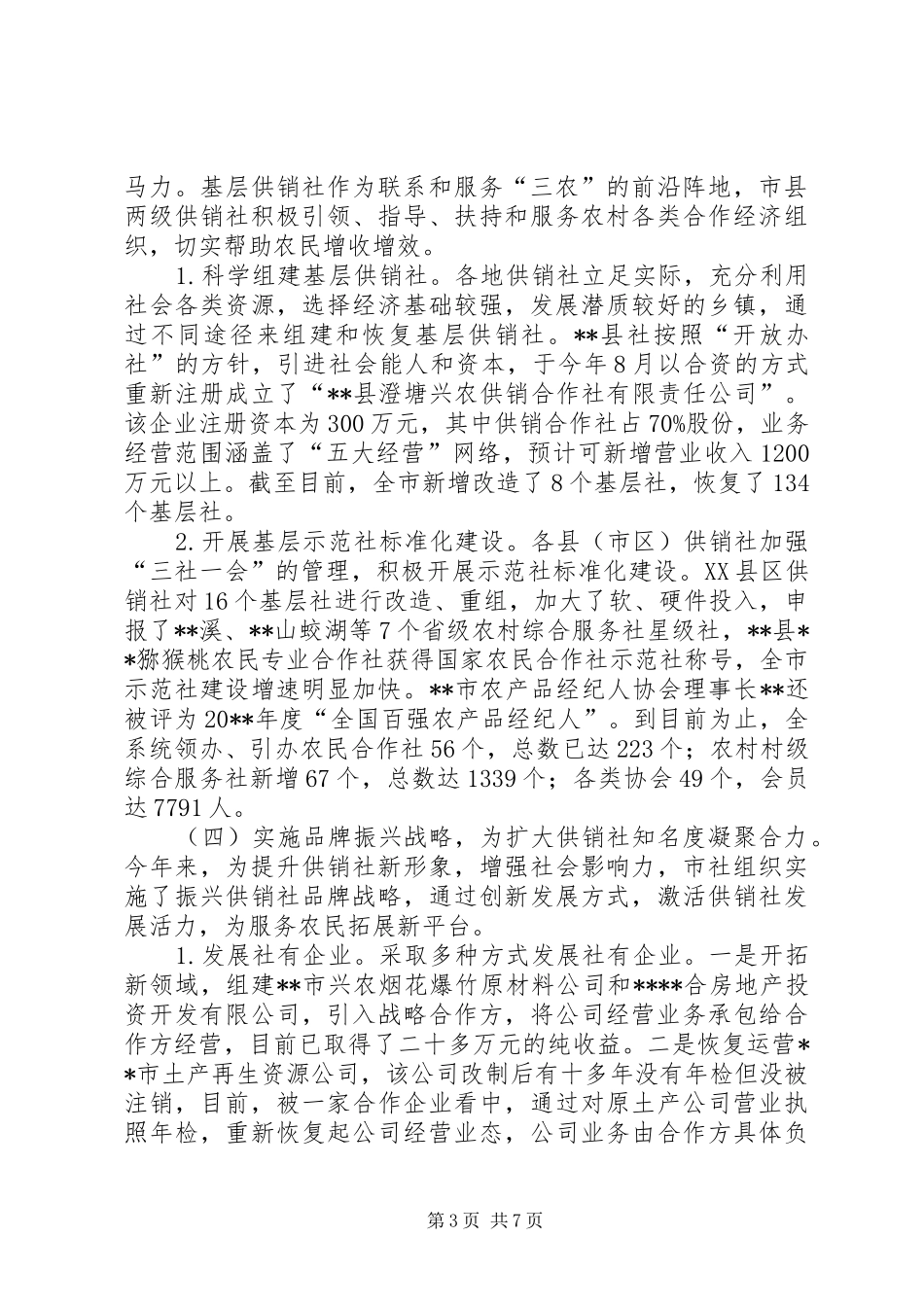 供销社全年工作总结及工作安排情况汇报_第3页