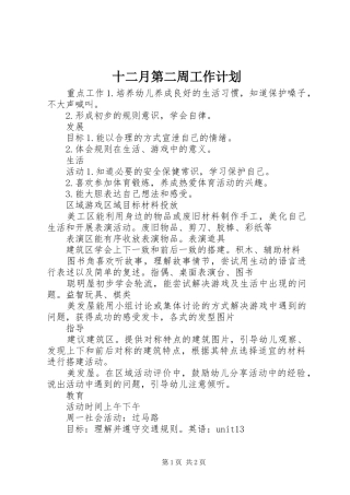 十二月第二周工作计划