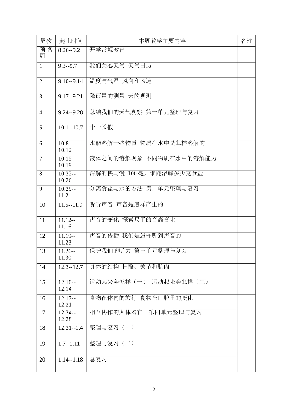 教科版-四年级科学上册全册教案_第3页