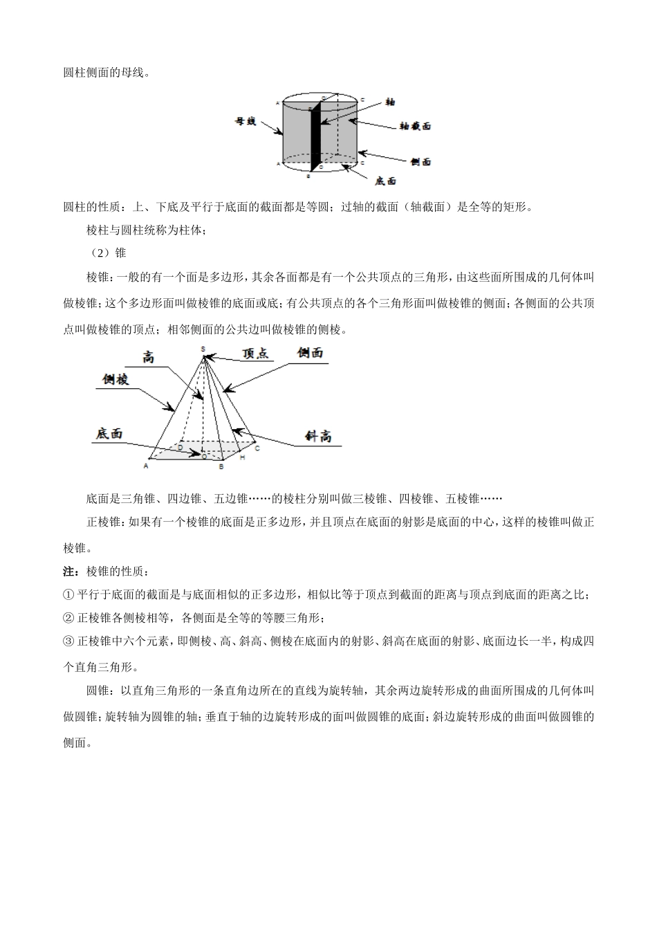 高中数学空间几何体知识点总结_第2页