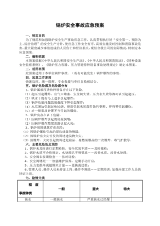 锅炉安全事故应急预案