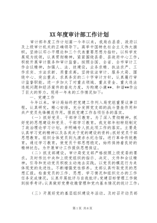 XX年度审计部工作计划