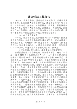 县规划局工作报告