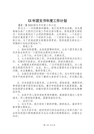 XX年团支书年度工作计划