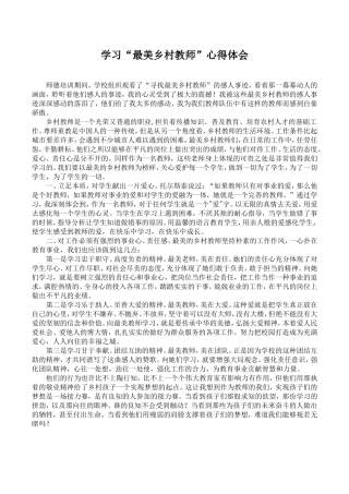 学习最美乡村教师师德体会