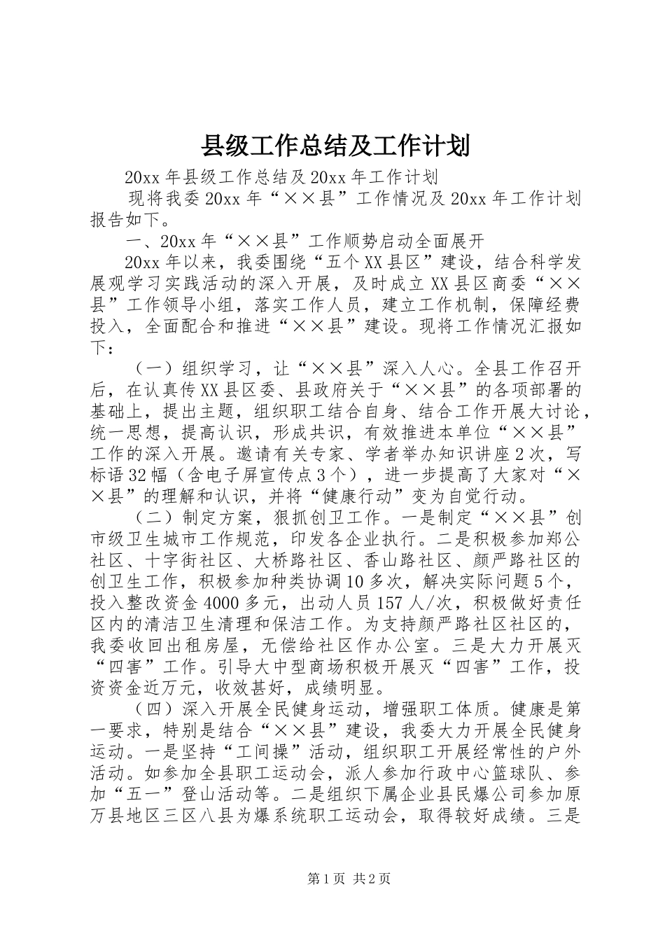 县级工作总结及工作计划_第1页