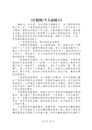 (计划局)个人总结(1)