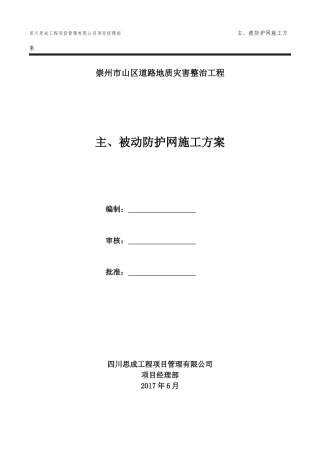 主、被动防护网施工方案