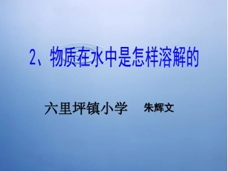 二2《物质在水中是怎样溶解的》课件