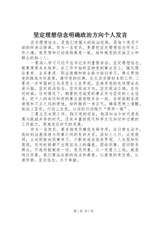 坚定理想信念明确政治方向个人发言