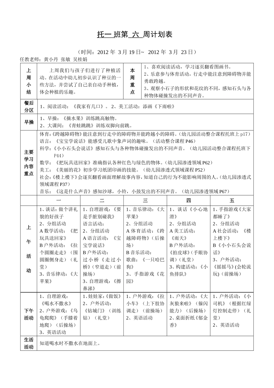 托一班第六周计划表_第1页