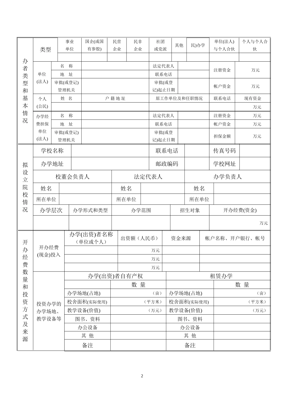 民非院校设立审批登记表_第2页
