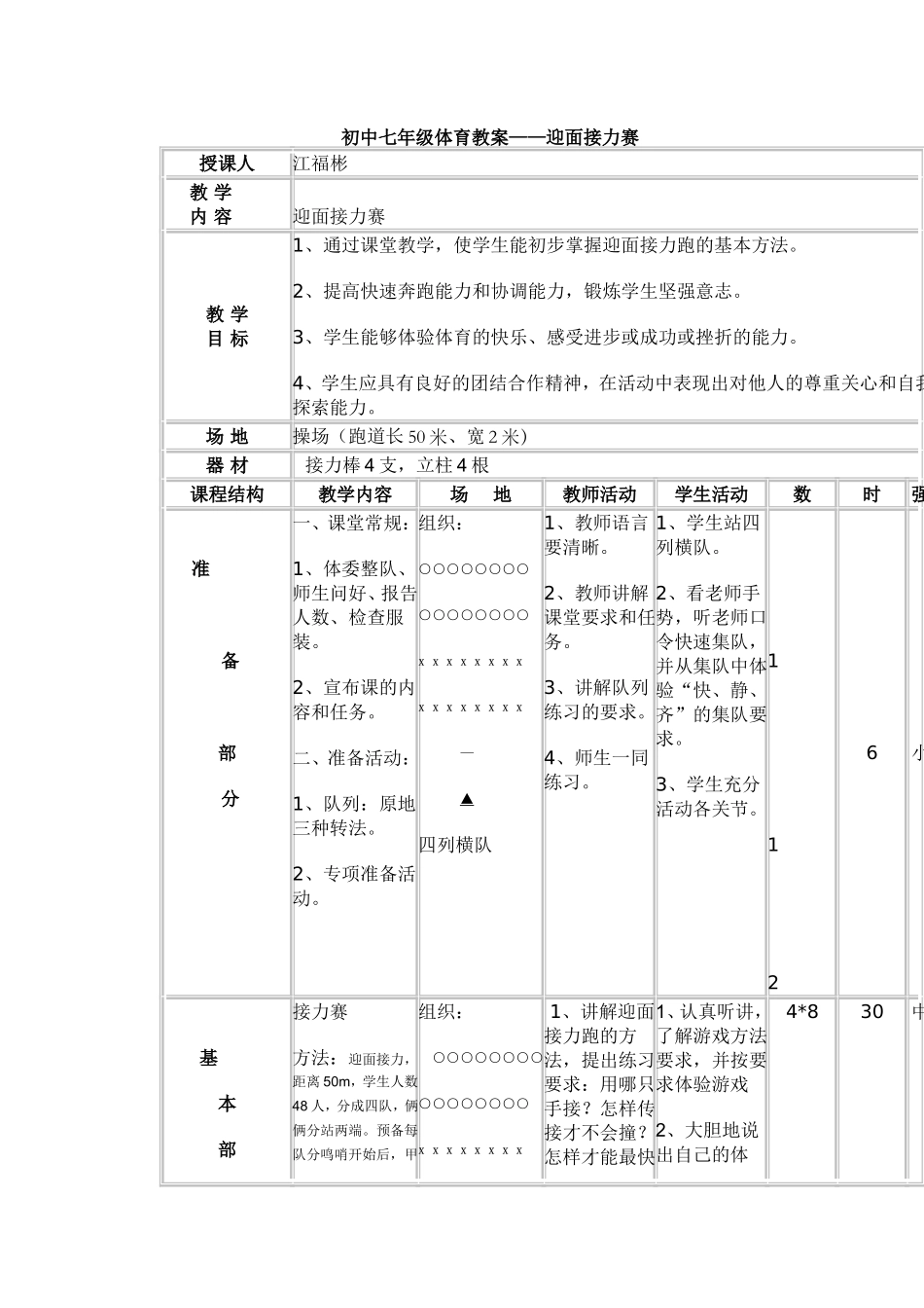 江福彬-迎面接力赛教案_第1页