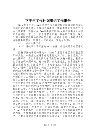下半年工作计划组织工作报告