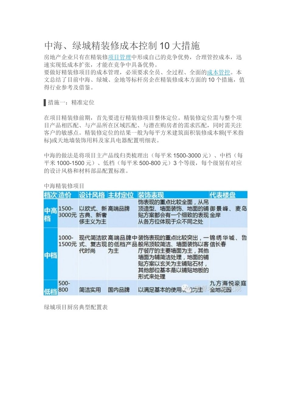 中海、绿城精装修成本控制10大措施_第1页