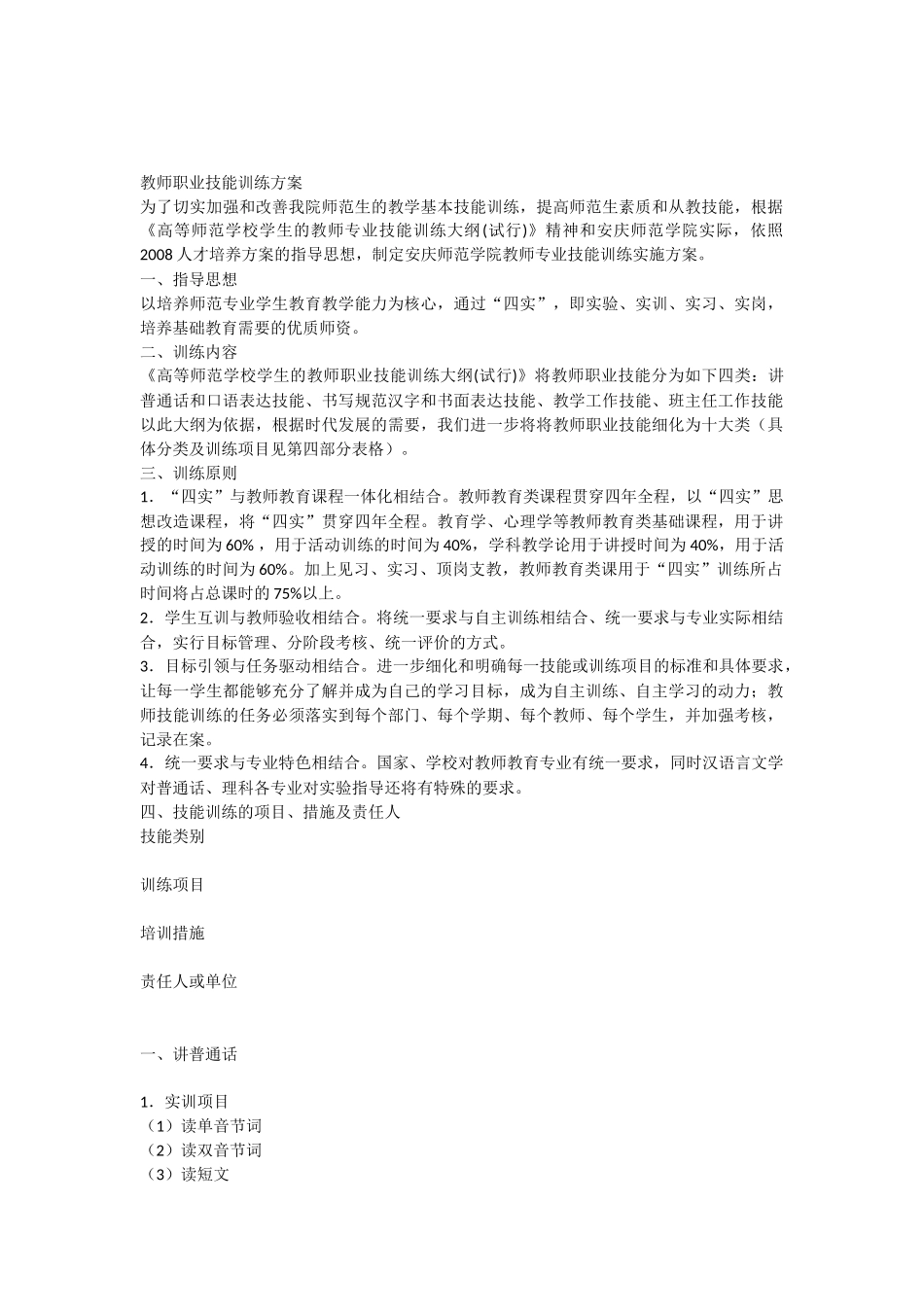 教师职业技能训练方案_第1页