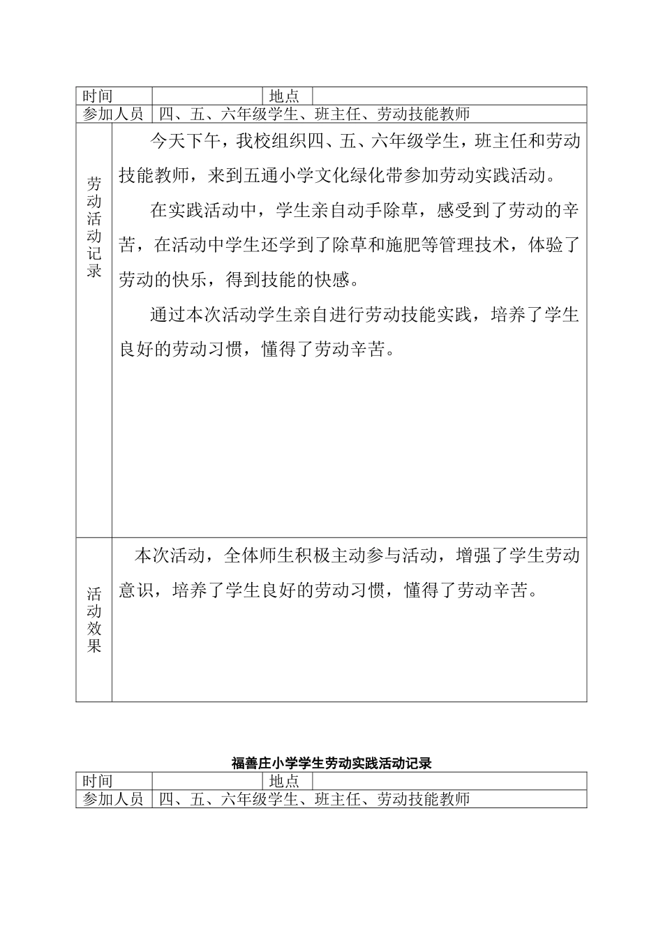 福善庄小学学生劳动实践活动记录_第2页