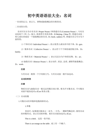 初中英语语法大全：名词