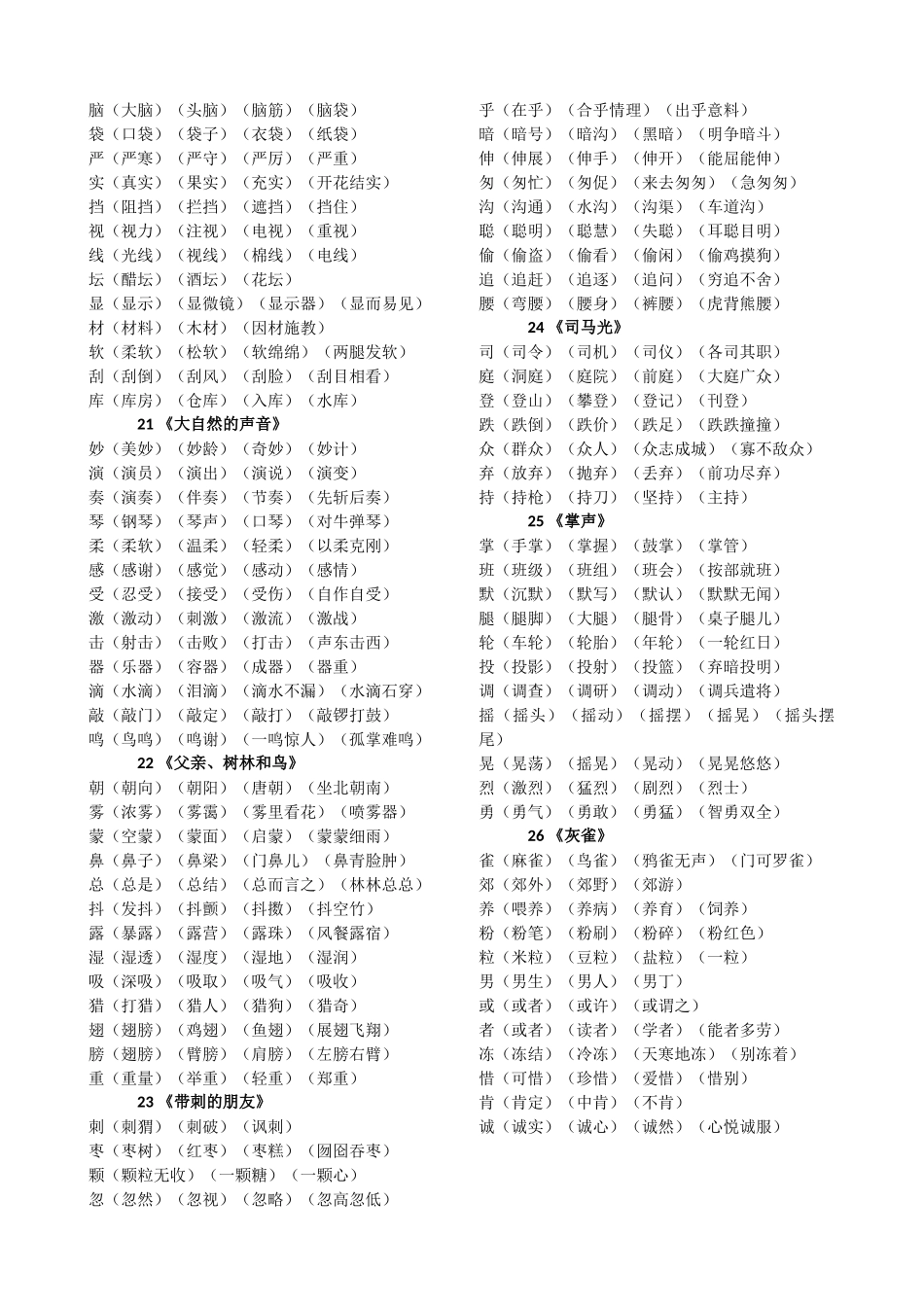 新人教版三年级上册语文会写生字组词全_第3页