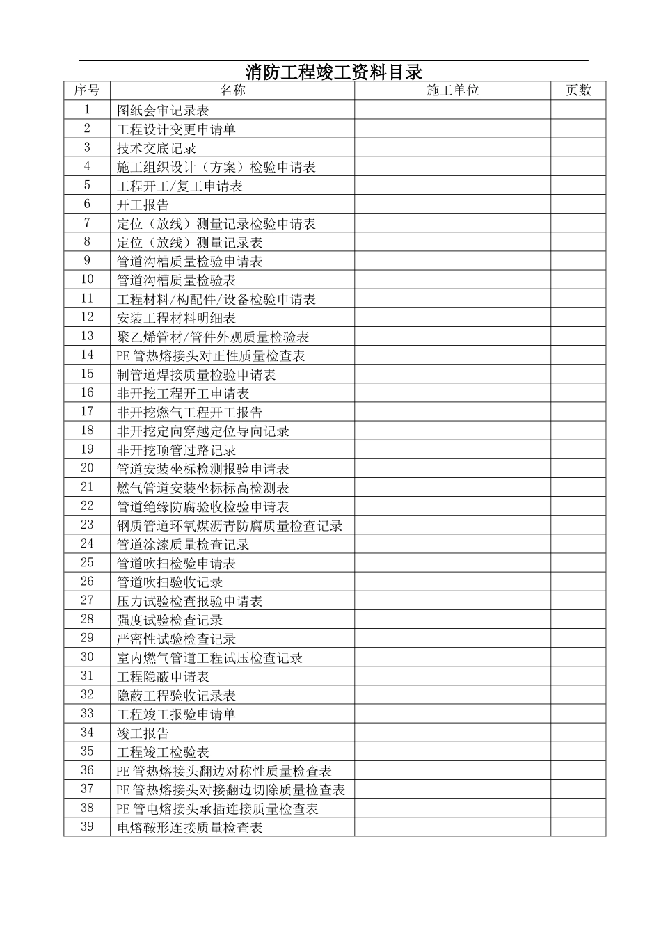 消防工程竣工资料表格范本_第1页
