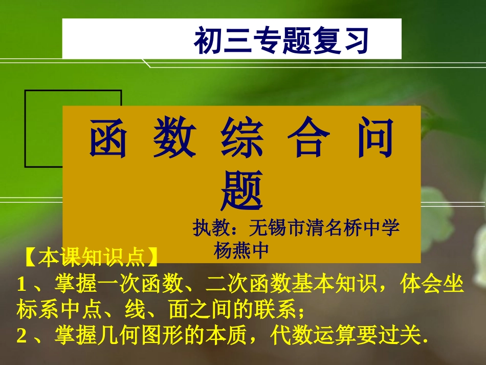 函数综合问题（杨燕中）_第1页