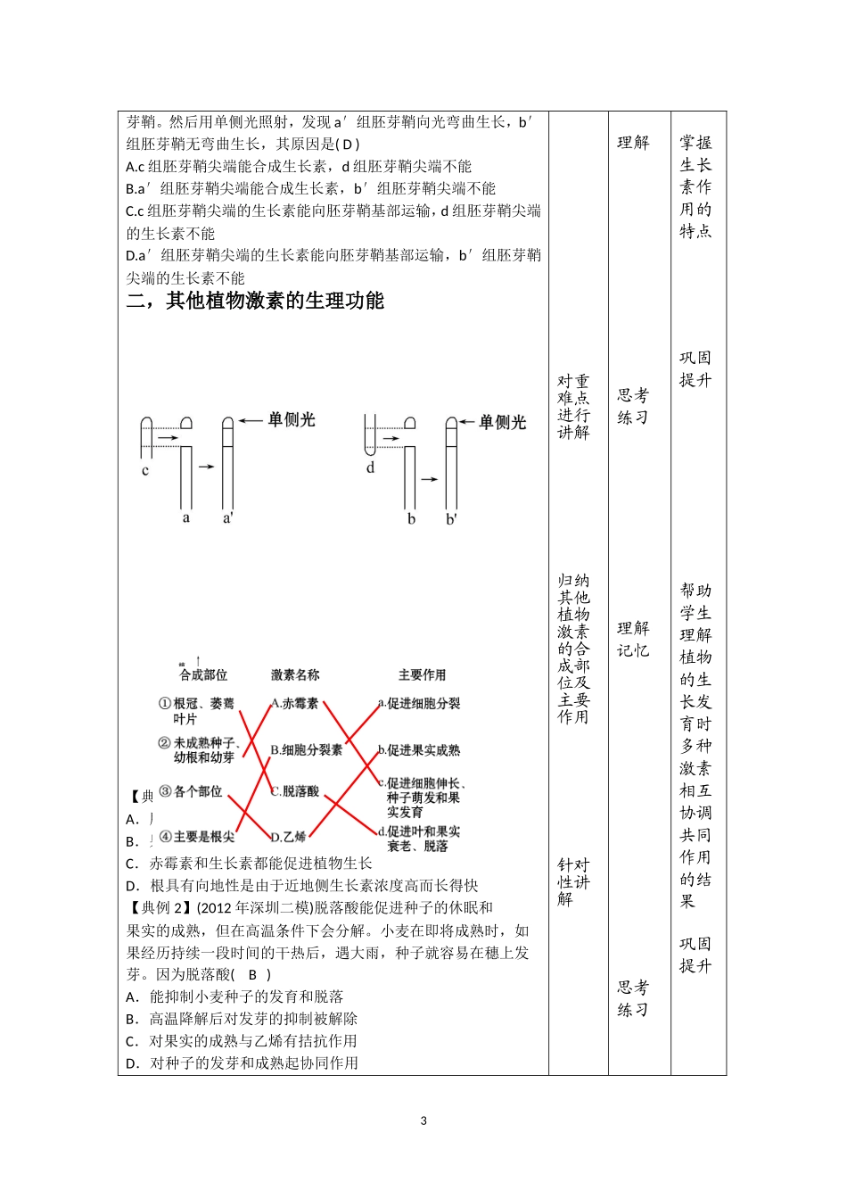 《植物的激素调节专题复习》教学设计_第3页