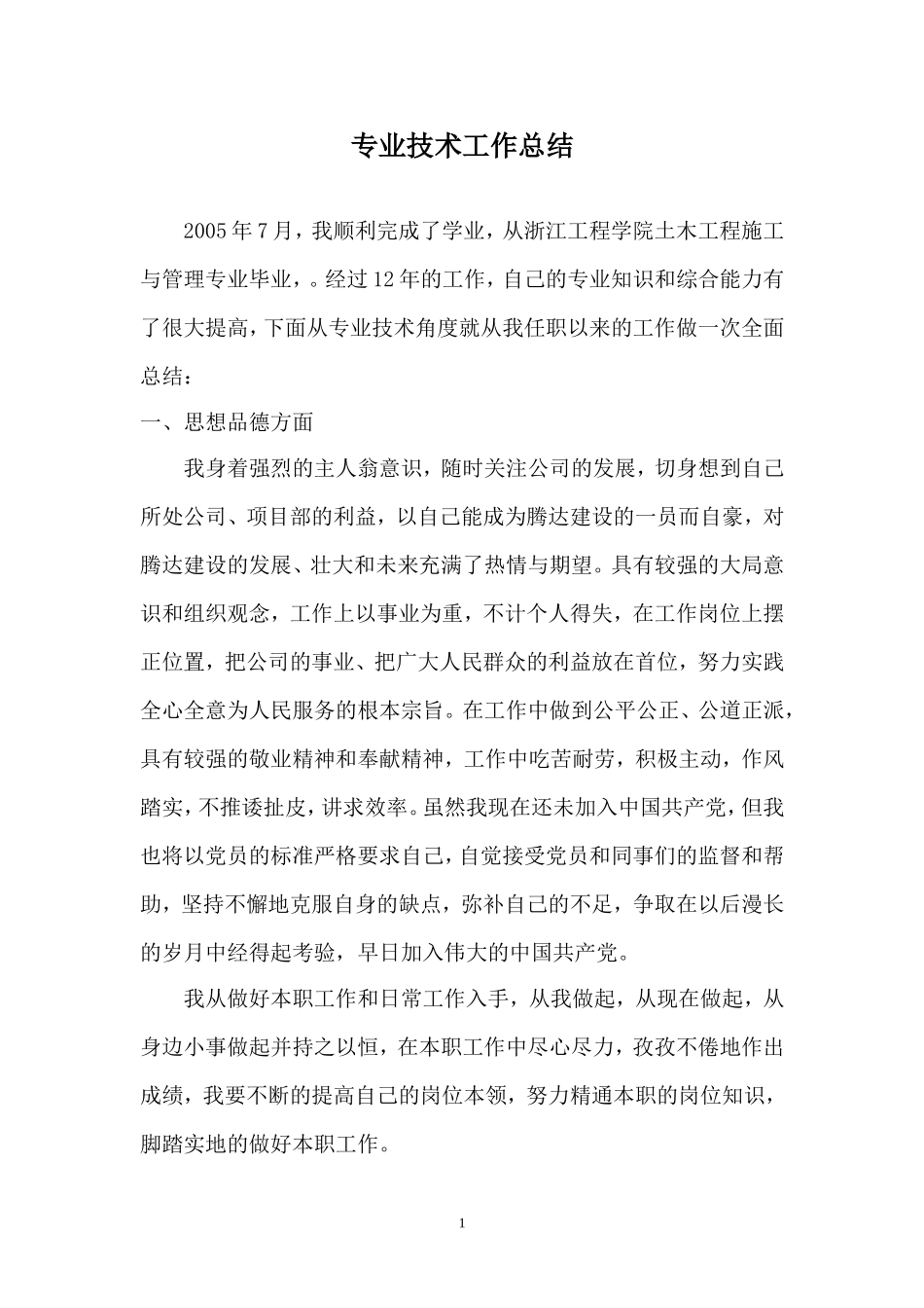 工程师评审专业技术工作总结_第1页