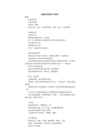 某超市收货部工作程序