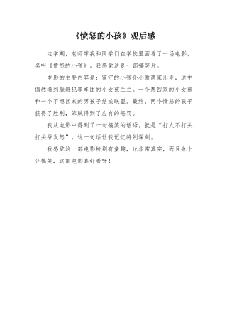 《愤怒的小孩》观后感 (2)