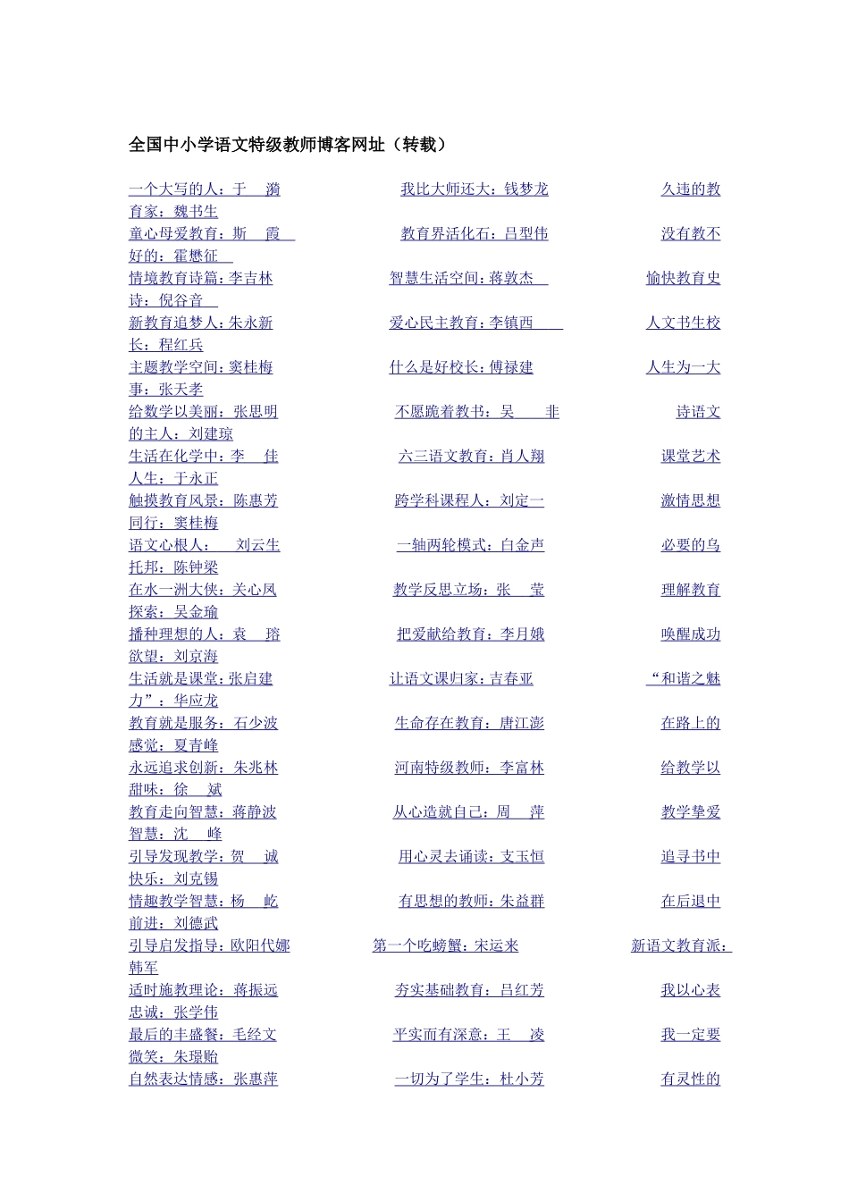 全国中小学语文特级教师博客网址_第1页