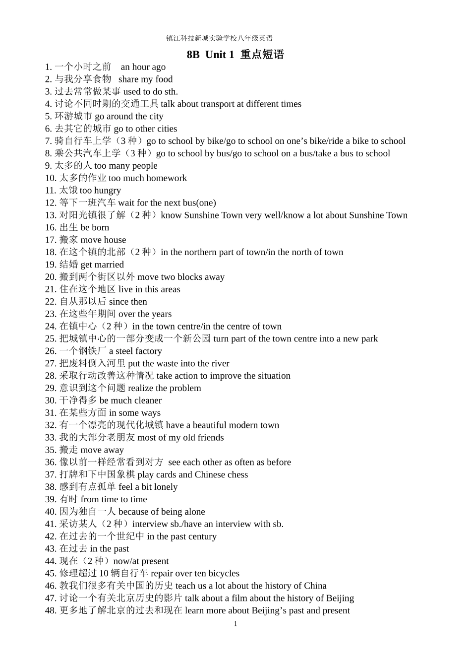 八下词组复习_第1页