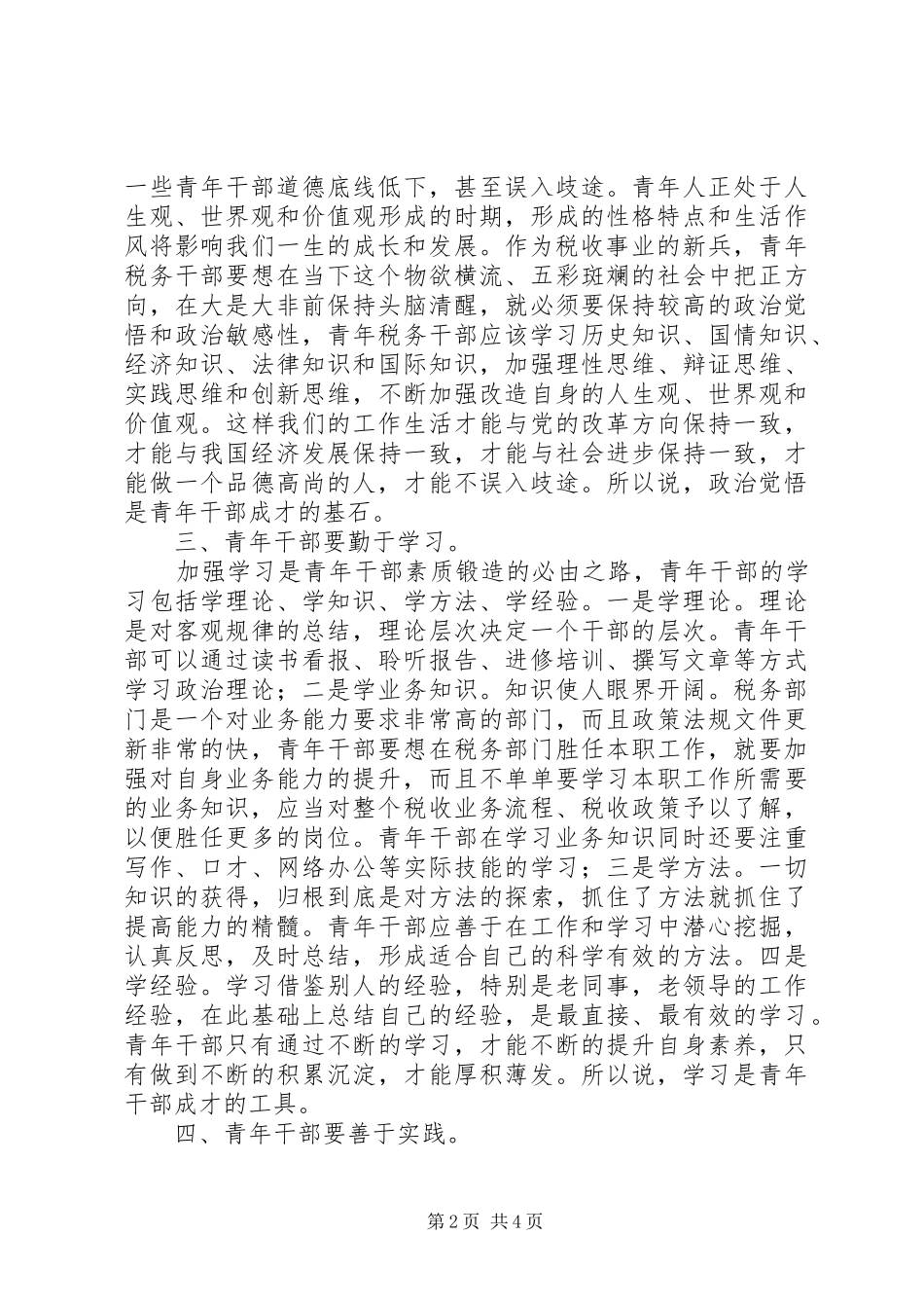 青年干部座谈会发言稿_第2页