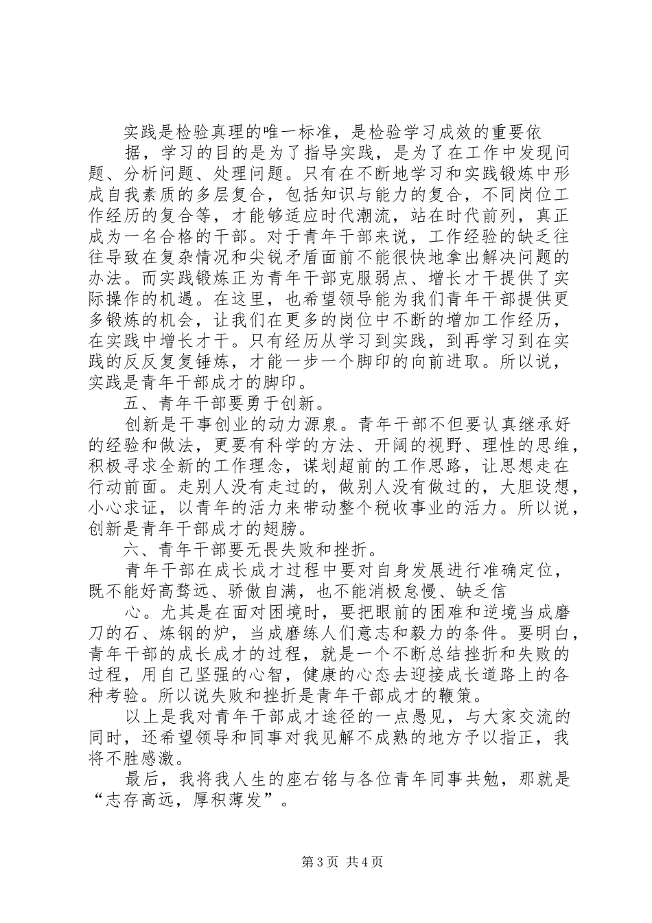 青年干部座谈会发言稿_第3页