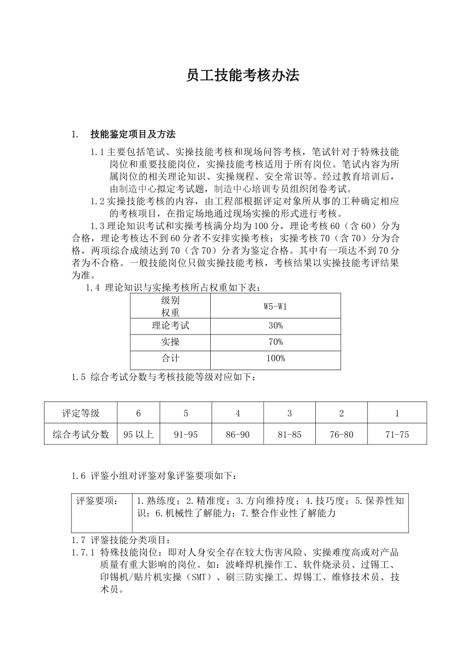 员工技能等级评定考核办法_第1页
