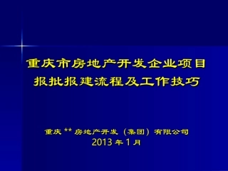重庆市房地产开发报规报建流程及工作技巧