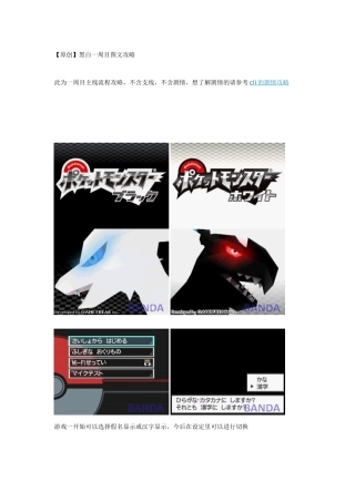 口袋妖怪黑白详细图文攻略