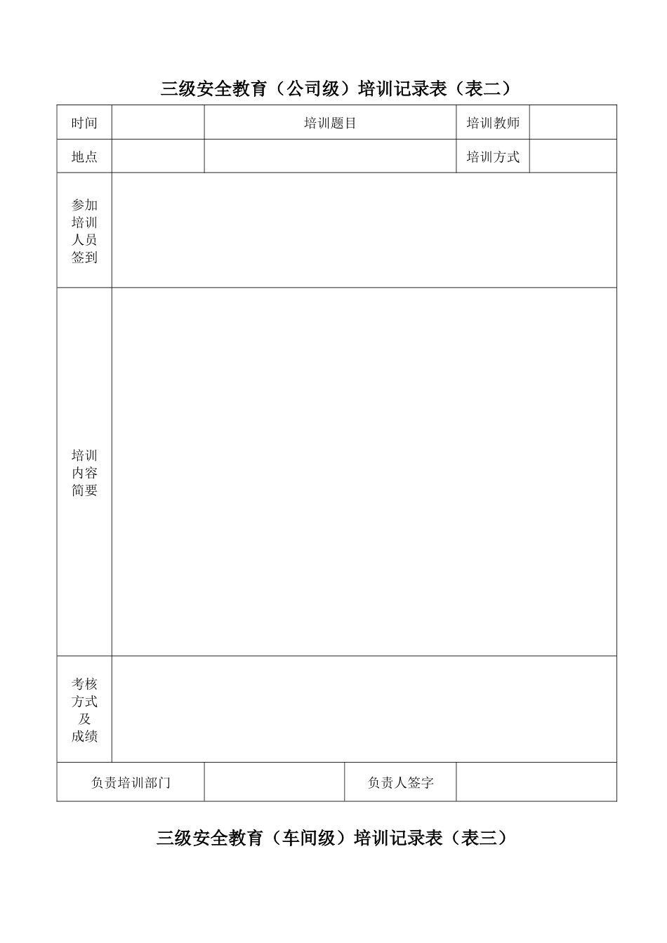 危化企业员工三级安全教育卡及三级教育记录_第2页