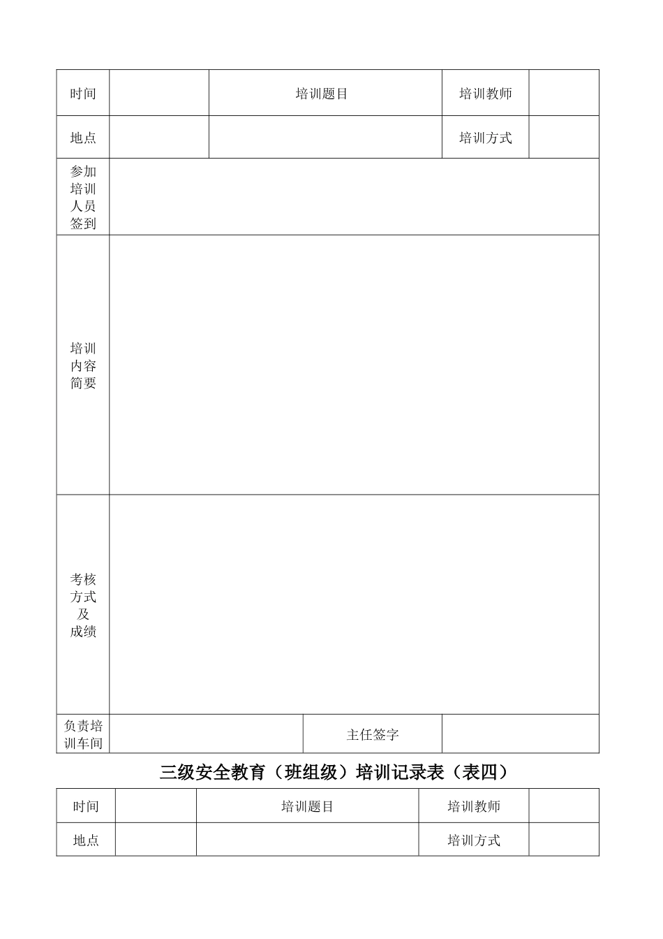 危化企业员工三级安全教育卡及三级教育记录_第3页
