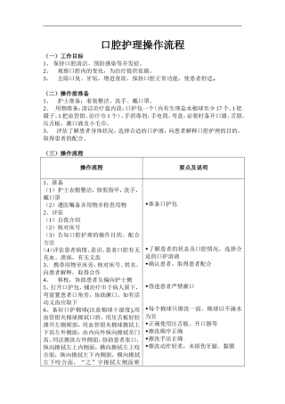 口腔护理操作流程及评分标准