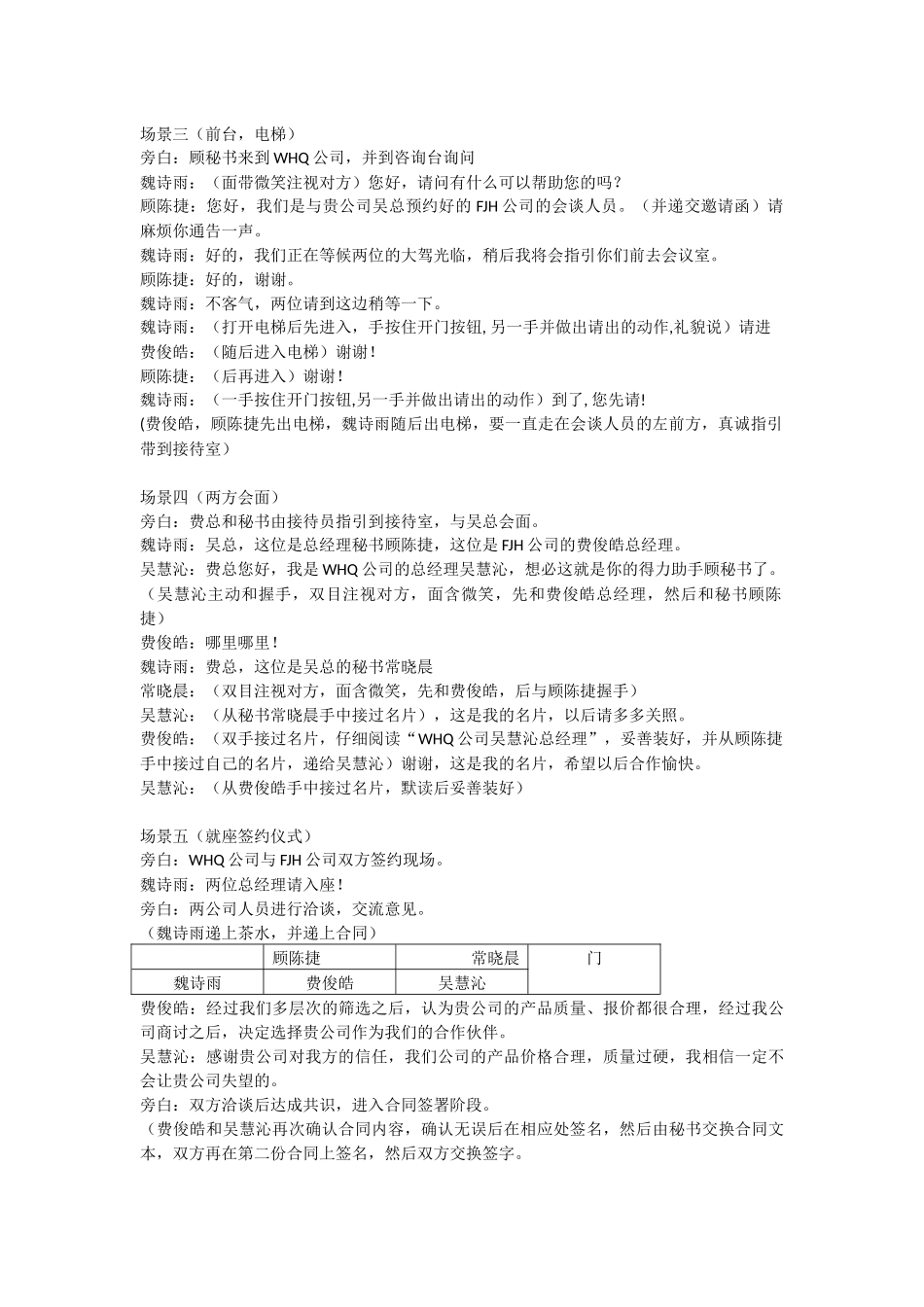 商务礼仪情景剧剧本_第2页