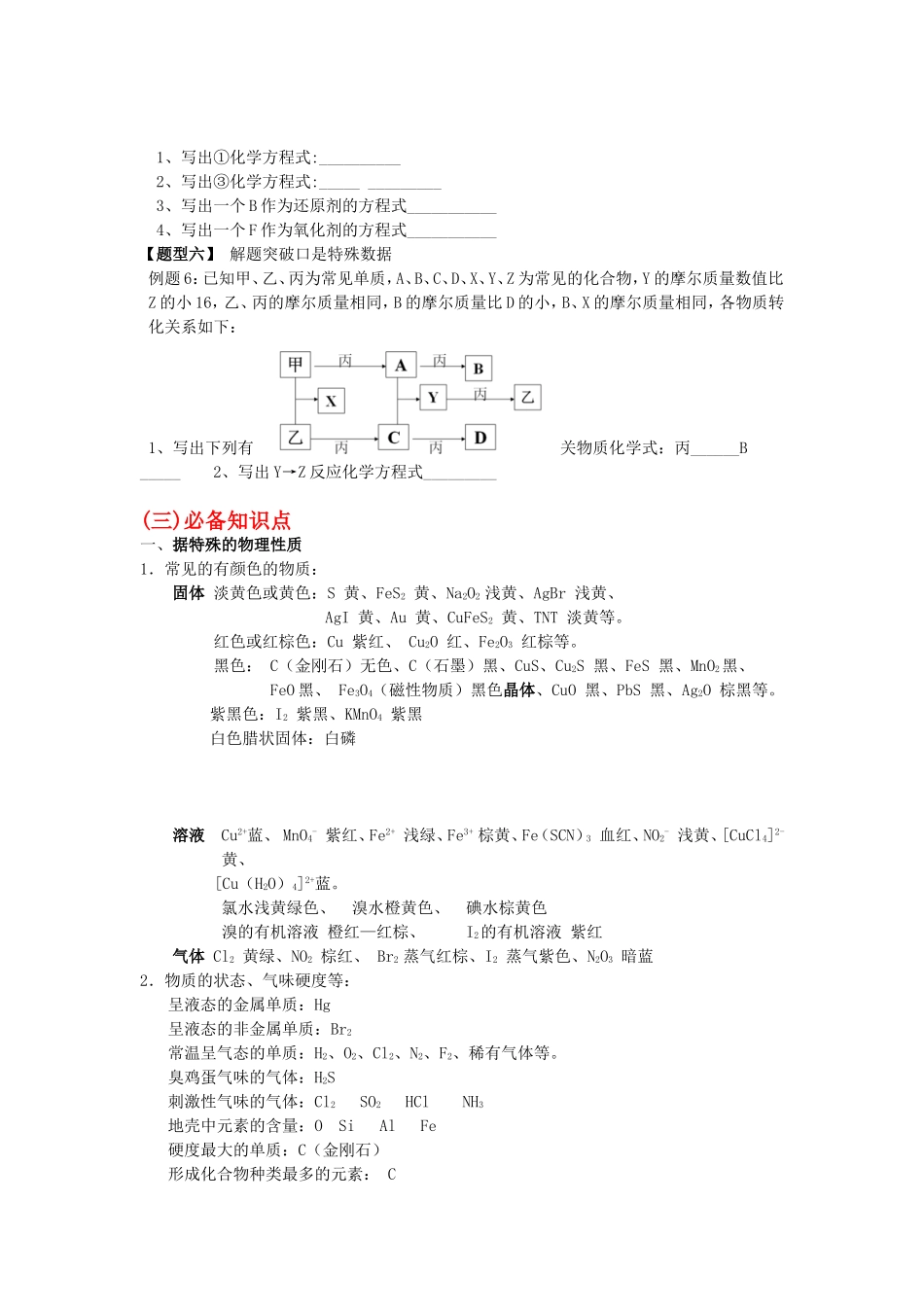 高中化学无机推断题小结_第3页