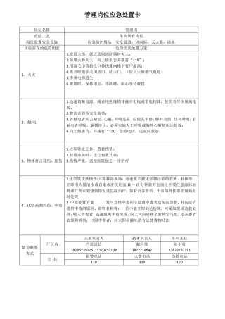 选厂岗位应急处置卡