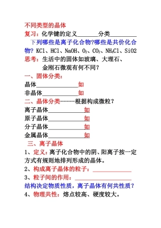 不同类型的晶体