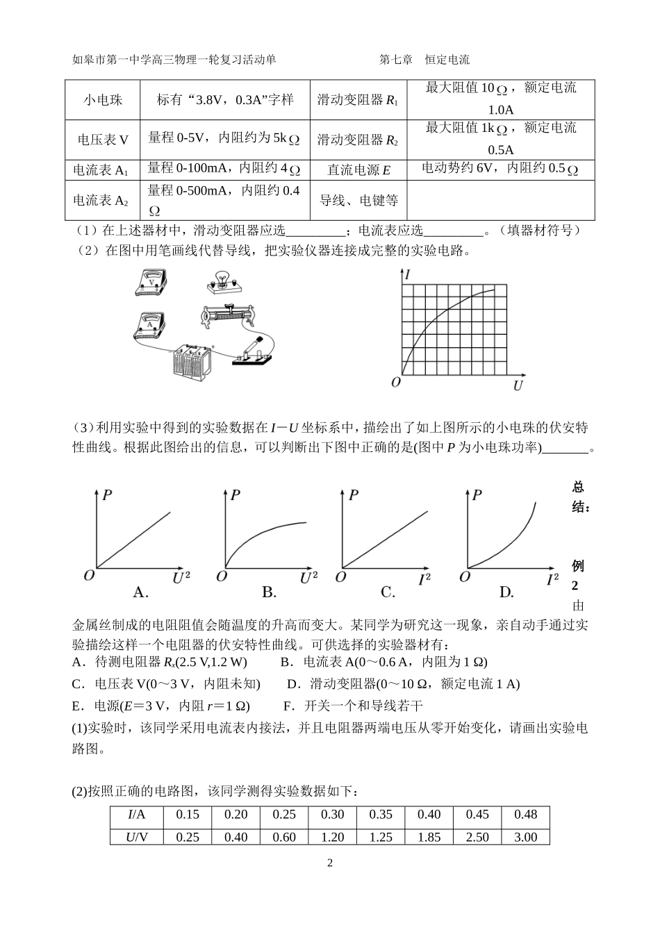 描绘小灯泡的伏安特性曲线1_第2页