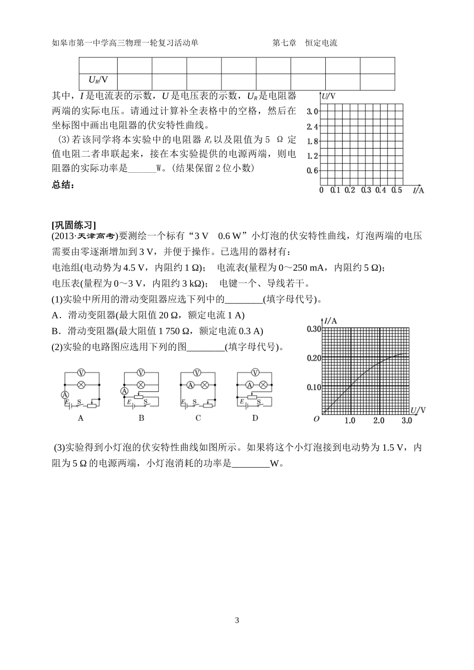 描绘小灯泡的伏安特性曲线1_第3页