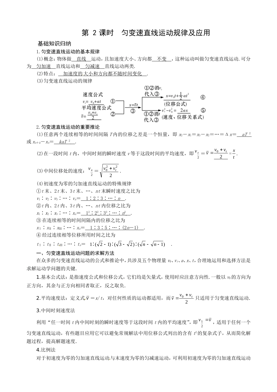 人教版必修1 匀变速直线运动的规律及应用_第1页